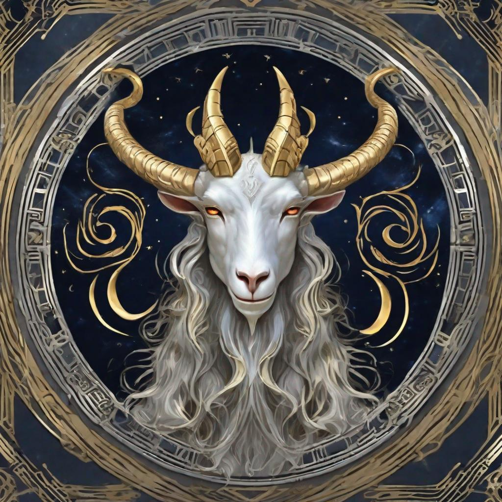 Anammelech Demon Goat, lunar demon, graceful horns a...