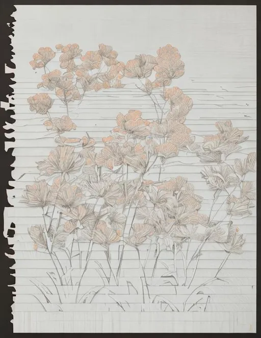 Prompt: WOODBLOCK art print with colors orange and pink only 
