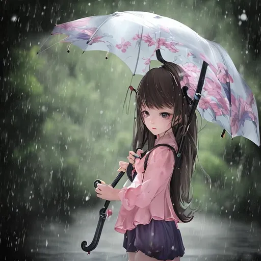Prompt: Beautiful umbrella and girl