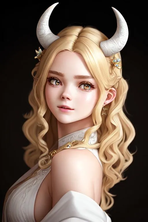 3d Render Blonde Straight Hair Horns Stock Illustration 2308715321