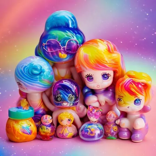 Prompt: Miniature Toys in the style of Lisa frank