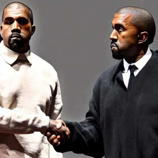 Prompt: Kanye West and Hitler shaking hands 