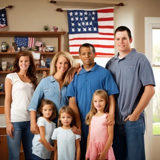 Prompt: American family in their house
