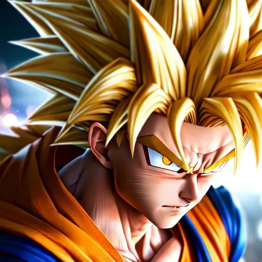 Super sayian goku violet, Highly Detailed, Hyperreal