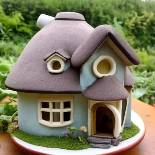 Prompt: a cute cottage for mice made from a teapot