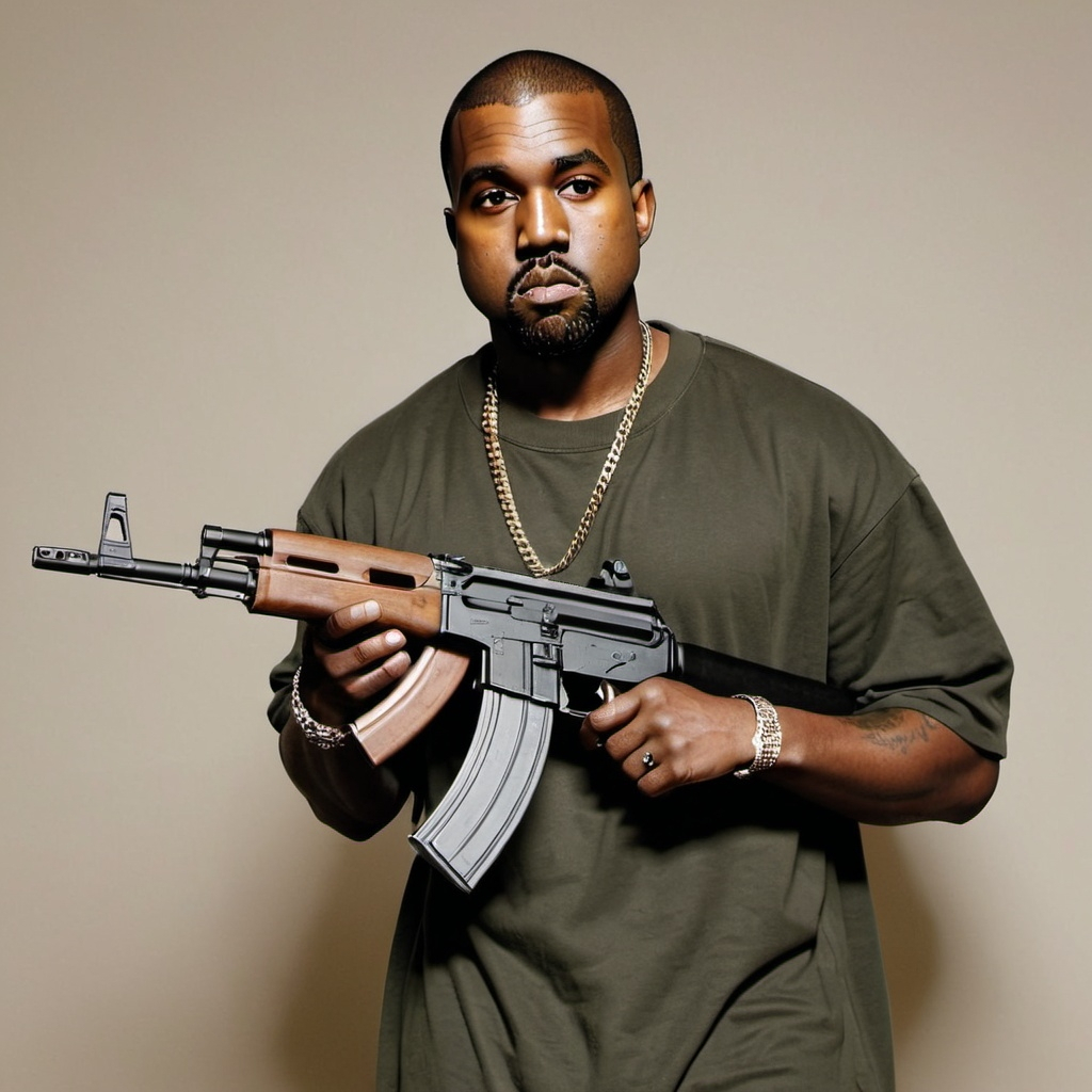 kanye holding an ak47