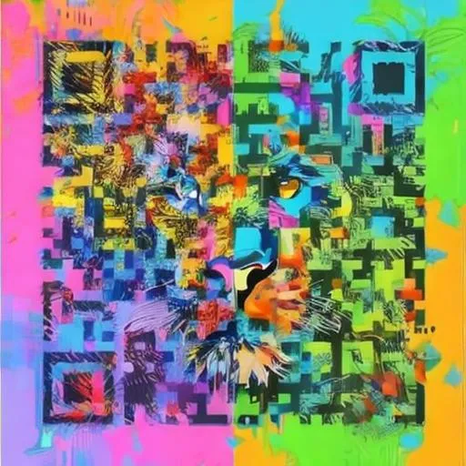 Prompt: Create a colourful ai art for this qr code. Having a lion face in background in an art. Not a realistic but a colorful eye-catching. a digital painting of a tiger's face. In soft paint brush.