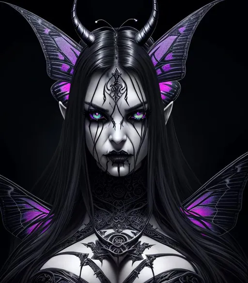 Prompt: Scary, Sinister, ominous, cinematic, dramatic, 3D, HD, [{horned}{Butterfly}, Beautiful big glossy seductive reflective eyes,]::2, {Greek}mythology, mist, expansive Celtic background, digital painting, uber detailed, 64k, high quality, sharp focus, studio photo, intricate details, highly detailed --s98500