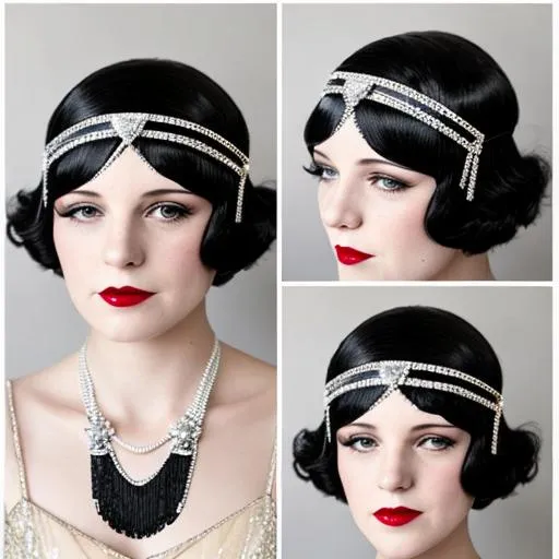 Roaring twenties Flapper with a diamond headpiece w... | OpenArt