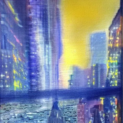 Prompt: New York in the space in an impressionist technique