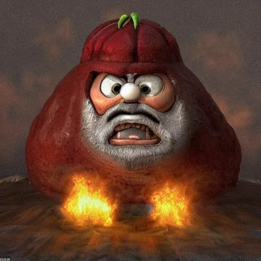 Prompt: THE ANGRY ONION MAN dies REALISTIC