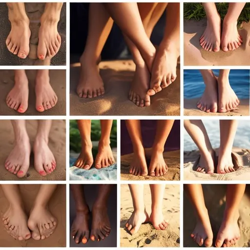 Prompt: collage of diverse bare feet close ups
