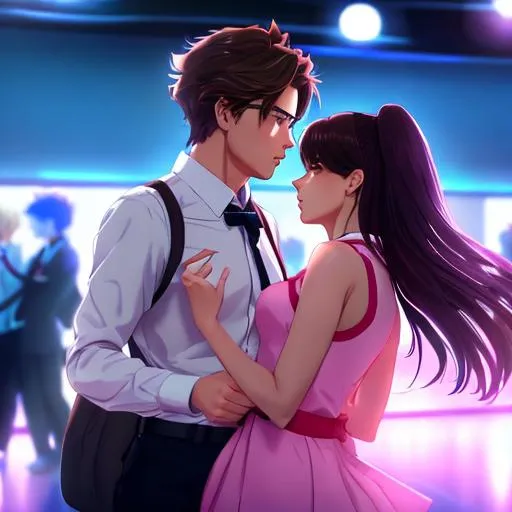 Prompt: #1# Woman #Male Transference# man #myself# me #Female# woman #Collective# Human #Anime# Man School scene shot on the dance floor, focusing on two males having a conversation, one whom is clearly already frustrated. [school dance background], digital painting, cinematic, dreamy, by Jerry Tiritilli, Brad Bird and Stephen Spielberg, The Page Master/Back to the Future, highly detailed, sharp focus, Comic book style, manga themed, illustration, sketch. Highly detailed, 1990’s style.