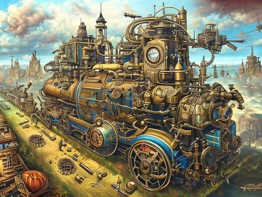 Prompt: steampunk, surrealistic, painting