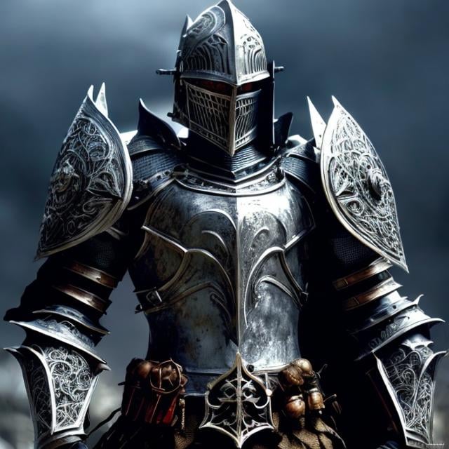 Fantasy knight in black armor, Full Body,medieval fa...
