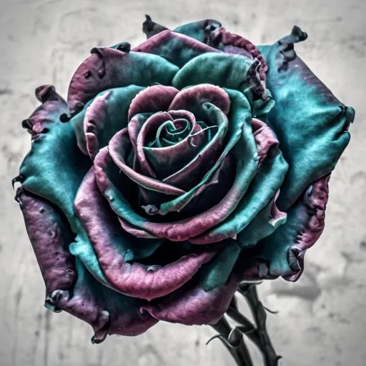 Prompt: lovecraftian style rose flower