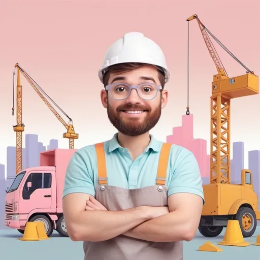 Prompt: create a cartoon image using pastel colors for a website that is under construction

