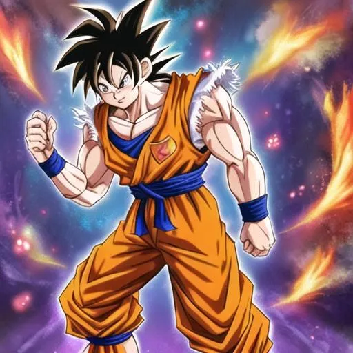 Son Goku Super Sayajin, attack position, full body
