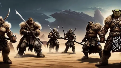 Prompt: Group of Orcs going to war, Desert landscape, Tribe of the Black Suns, Pathfinder, Insanely Detailed, Hyper Detailed, Intricately detailed, Dungeons & Dragons, Fantasy, Wicked Blades, Angry, Tribal