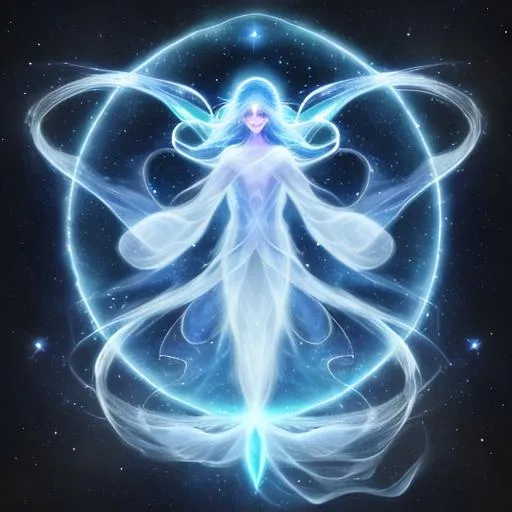 Prompt: Etherial, wispy ghost of the cosmos. shimmering light