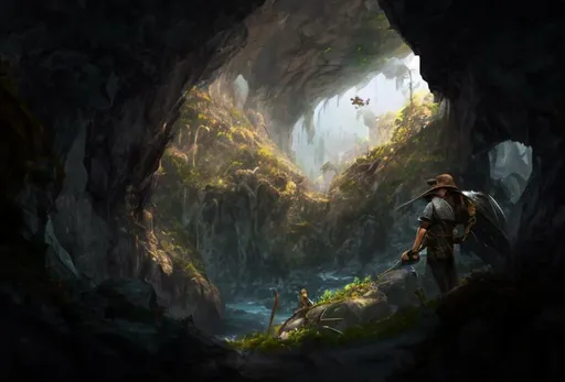 Prompt: D&D, underground cave, Kobold town, river, backdrop for dnd
realistic 4k