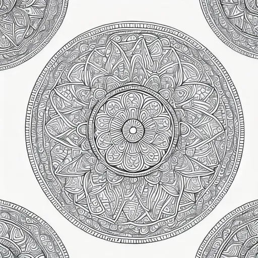 Prompt: mandala pattern for a coloring page, in a coloring book, on a white background, thick lines, very easy, complete all lines without gaps.