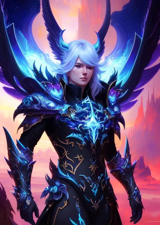 Prompt: Fantastical, oil painting style portrait of aion elyos,  by Bayard Wu, tiamat armor,  beautiful body, extremely detailed, dramatic lighting, colorful, 4k, fantasy genre, sharp focus, galatic space , 