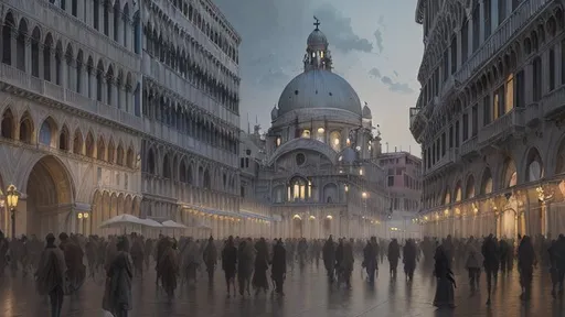 Prompt: Award winning piece by JOSEPH ZBUKVIC, stunning, beautiful, insanely intricate, perfect lighting, detail, volumetric lighting, 4k, high definition, muted color, brilliant, stunning, masterpiece, awe inspiring, grand scale, Joseph Zbukvic, watercolor, grayscale, city plaza, Venice Italy, crowd