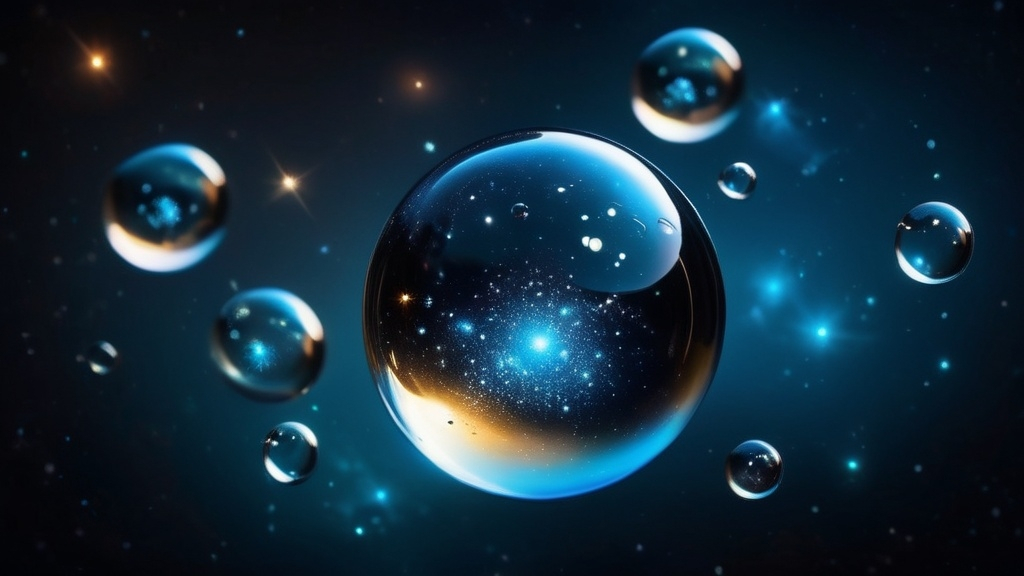 water bubbles floating in deep space