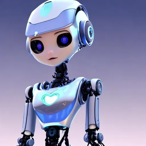 Prompt: A robotic girl talking to me say me for love and I say I love you