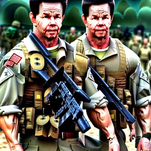 Prompt: mark wahlberg as a soldier