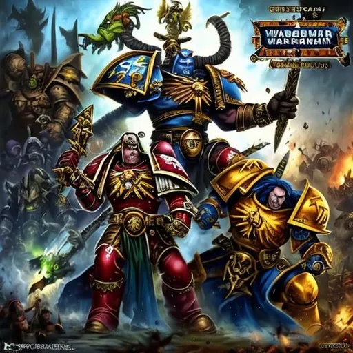 Prompt: Warhammer fighting Warcraft
