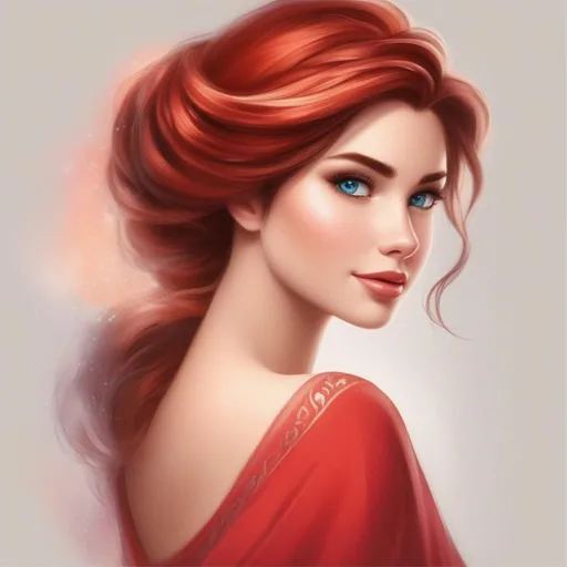 Prompt: elsa's fire-weilding cousin with a redish color scheme with brown hair