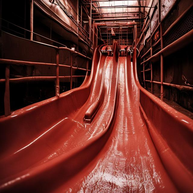 Indoor water slides empty dirty vomit dilapidated ni...