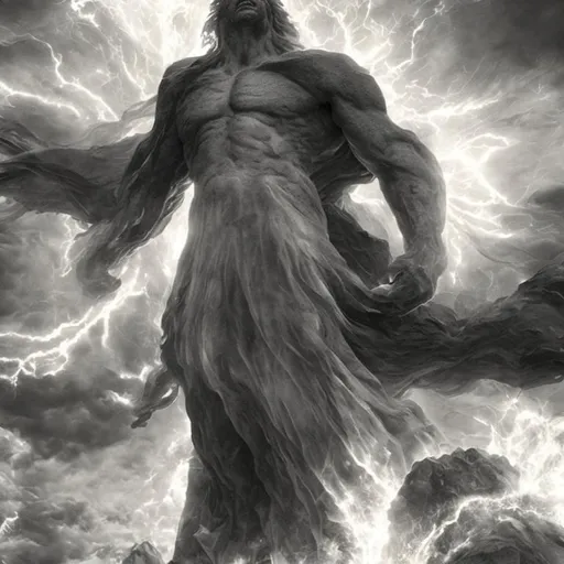 Prompt: His form is that of a towering colossus, wreathed in a blazing halo of purest light. His features are noble and majestic, carved from the purest marble of the heavens. His eyes blaze with an inner fire, and his voice is thunderous, capable of shaking worlds and bending reality to his will.