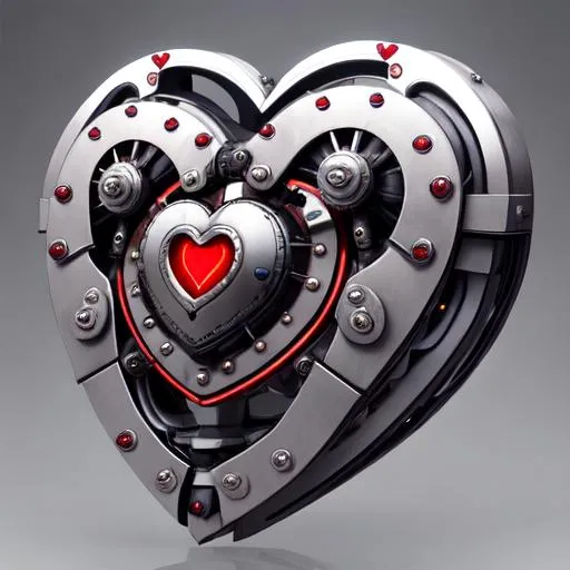 Prompt: Metal heart of iron robot, best quality, masterpiece, mechanical heart, robotics, realistic heart