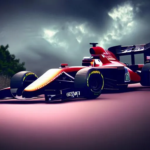 Prompt: F1 Car ,stormy waeather, god light, cinematic look, octane render, Fanatsy