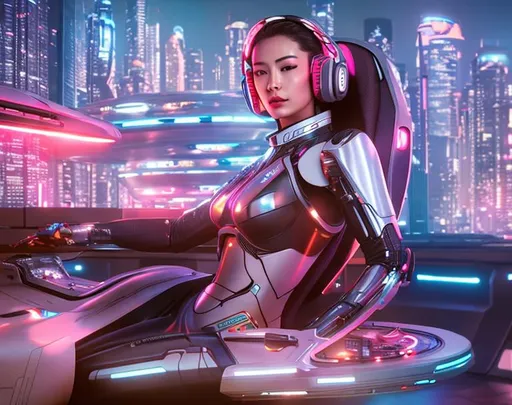 Prompt: a spaceship pilot in a reflective suit with robotic limbs, laying down in a pod, in a cyberpunk setting, cyborg, implants, high details, realistic , professionally colour graded, photorealism, 8k, grim dark lighting, art by sakimichan