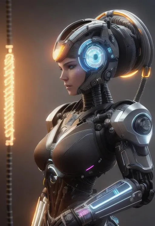 Prompt: UHD, 8k, masterpiece, best quality, ultra detailed, ultra highres,  finely detail, Unreal engine 5, Character Sheet, character design, concept art, hyper realistic,  Scifi, robot, cyborg,  vibrant details, anatomical, cable electric wires, microchip