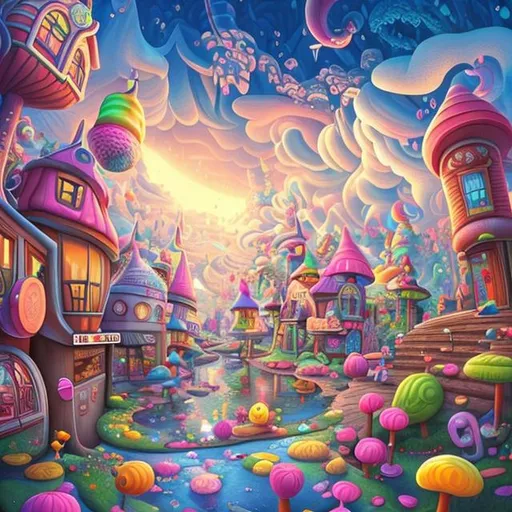 Prompt: imagine 3d art of a Candyland town in the clouds, colourful background, graffiti art, beautiful rainy day, storytelling photography, vibe, perfect camera shot, ultra-detailed, night, night sky, stars, calm, alone, art, realistic, hyper-realistic, highly detailed, realism, 32k, photography, hdr, 1080p, cinematic, Hyperrealistic, fictional environment, mid shot, intricately detailed, colour depth, dramatic, side light, colourful background, beautifully shot, perfect composition, atmospheric, moody, happy, emotion, natural white spotlight shining on subject. Realistic shadows, 2/3 face angle