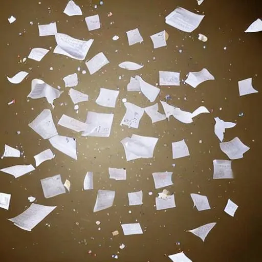 Prompt: homework exploding with paper flying everywhere

