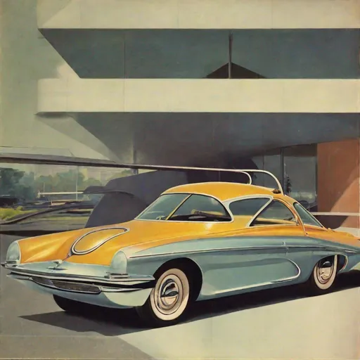 Prompt: late 1950s 1960s retro futuristic car