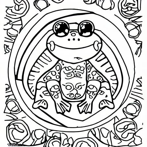 Prompt: coloring page real frog