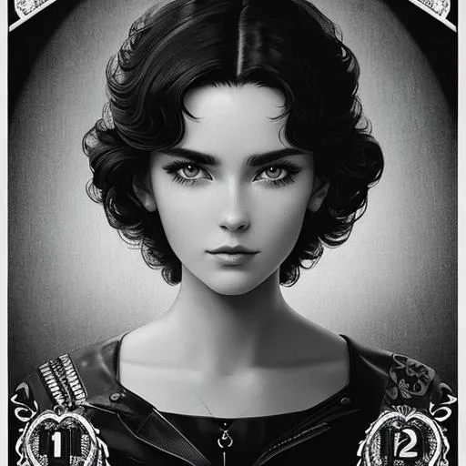 Prompt: a poster, black and white printed on old paper,art deco, detailed made portrait of a 19 years old girl, gorgeous face, fringy hair, scar on right cheek, looking serious
Black and white, printed on old paper, centered, approaching perfection, dynamic, highly detailed, police poster, smooth, sharp focus, illustration
