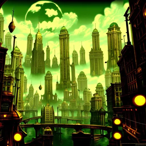 Prompt: bioshock city wallpaper