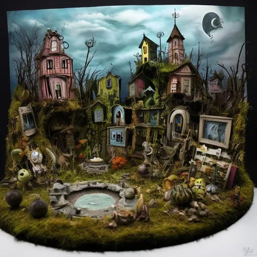 Prompt: Diorama in the style of Tim Burton 