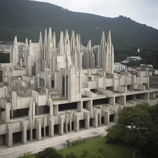 Prompt: a large cathedral, brutalist architecture 