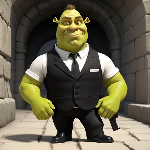 Prompt: James Bond in 3d Shrek style