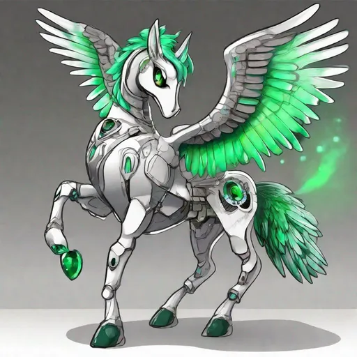 Prompt: Your OC is a small twisted pegasus bipedal animatronic, with focused emerald eyes. They identify as male, and have a high-pitched voice. As an accessory, they have nothing, and they can be seen holding a weapon for safety.
