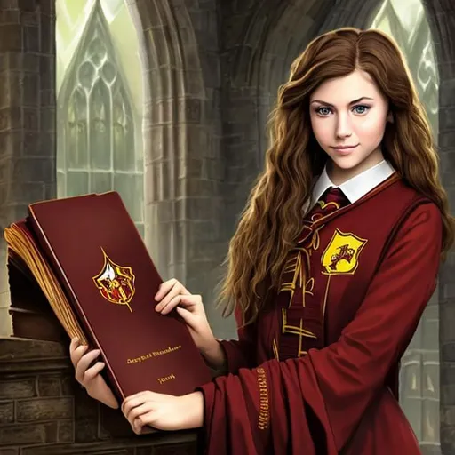 Brown-haired, Green-eyed Beautiful Woman As A Gryffi 